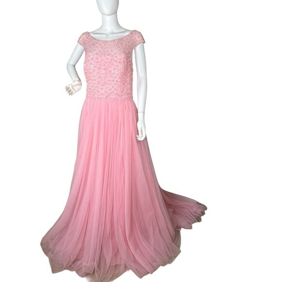 Sherri Hill Size 20 Gown Beaded Fit and Flare Formal Maxi Dress Light Pink - Picture 1 of 9